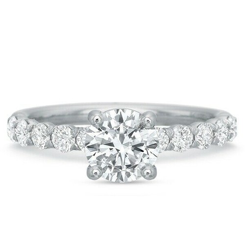4ct Round Lab Created Moissanite Ring Solitaire with Accent White Gold Plated