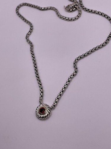COLLANA BISCOTTI CAVO GRANATO ARGENTO STERLING ORO 14K DAVID YURMAN 16""