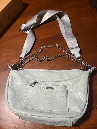 Steve Madden Crossbody Purse – Blue Faux Leather Shoulder Bag – Stylish Everyday