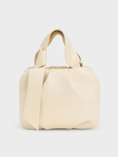 Charles & Keith Toni Knotted Ruched Bag   Chalk