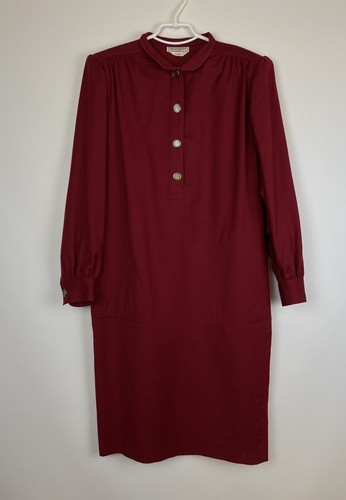 SAINT LAURENT (YSL) Abito vintage Yves Saint Laurent variante lana bordeaux raro Francia taglia 46