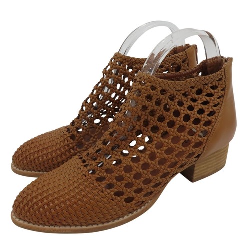 Stivaletti Jeffrey Campbell donna 9 5 KINGMAN pelle marrone tessuto cesto