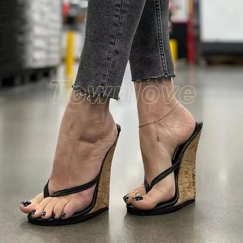 FASHION NOVA SHOES Sandali donna slip on zeppe infradito decolte punta aperta tacco alto scarpe donna
