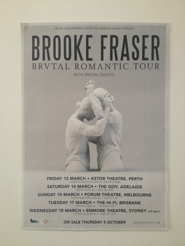 BROOKE FRASER 2015 Australian Tour Poster A2 Brutal Romantic Flags Albertine NEW