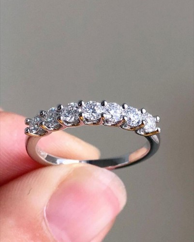 925 White Sterling Silver Round Cut Simulated Diamond 2.24 Ct Eternity Band Ring