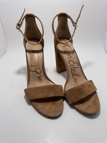Sandali Sam Edelman Yaro cinturino alla caviglia pelle scamosciata marrone tacco a blocco misura 10 5