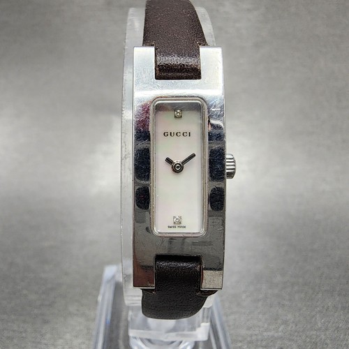 Gucci 3900L Tank Watch Donna 12mm Quadrante MOP Acciaio Inox Rettangolare Batteria Nuova