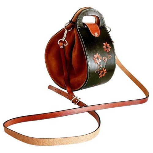 MAHI LEATHER Paco Garzon Shoulder Bag Brown Tooled Leather