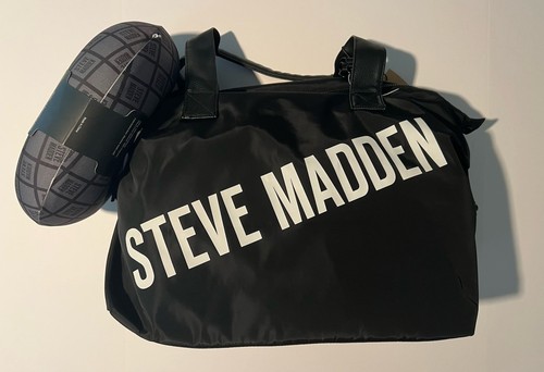 Steve Madden Borsa Weekender Nera 20” con Cuscino da Viaggio Nuova con Etichette