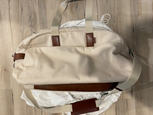 AWAY Travel The Everywhere Weekender Canvas Duffel Bag Luggage Cream Off White