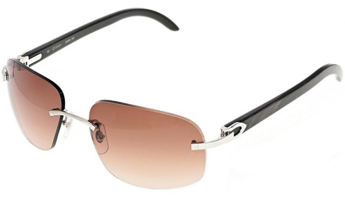 CARTIER GLASSES CARTIER Brown Lens with Buffalo Horn Men's Sunglasses CT0023RS 001