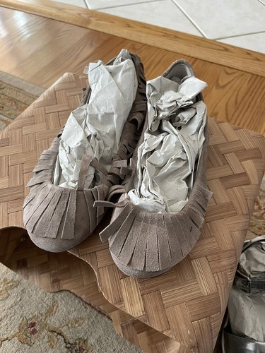 Ballerine boho Jeffrey Campbell nuove CAIT frange da donna in camoscio talpa taglia 7M $130