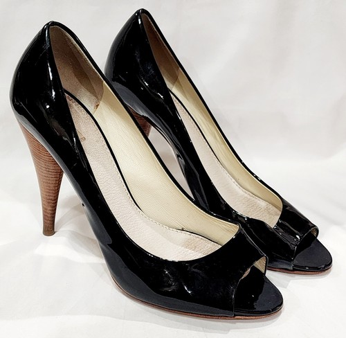 Miu Miu NERO VERNICE PELLE tacco decolte plateau punta aperta 39 5 donna 8 5