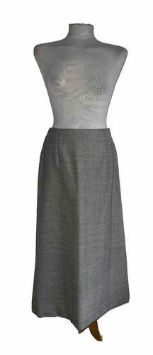 Valentino Boutique Gonna 10 Lana Grigio Check Lunghezza Midi Sfoderata Lusso Italia