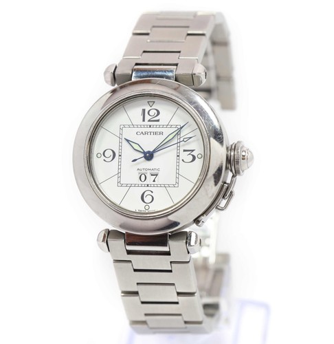 Cartier Pasha C Big Date 2475 35 mm quadrante bianco acciaio inox