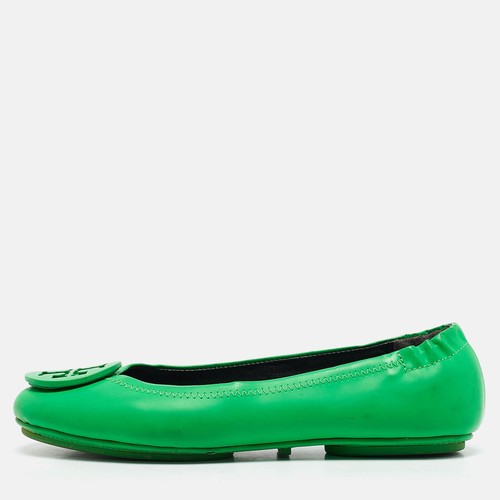 Ballerine Tory Burch Minnie Scrunch in pelle verde taglia 35 5