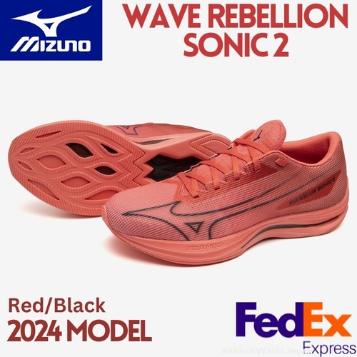 Mizuno Running Shoes WAVE REBELLION SONIC 2 Red Black J1GC2492 01 NEW 2024