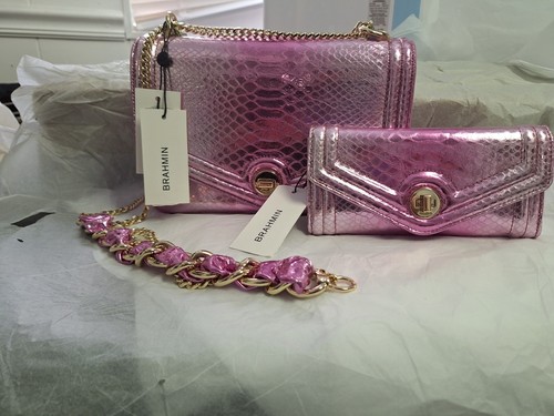 Brahmin Akoni Collection Rose Water Rosalie Crossbody Bag with Matching Wallet