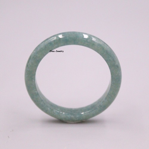 Real Grade A Natural Jade Jadeite Band Men Women 4mm Lucky Circle Ring Us:9