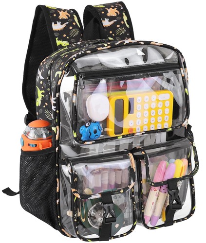 BOYY Clear Backpack for Boys  School Kids Heavy Duty See Through Bookbag Dinosaur ...