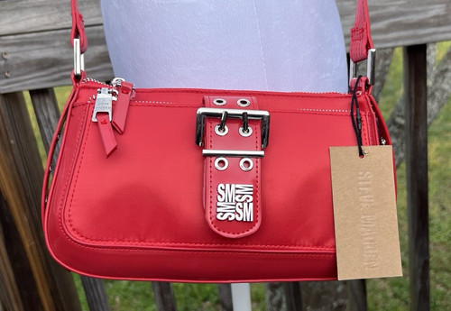 NWT STEVE MADDEN Nylon Ribbon Red BRUBBEN Crossbody Purse Bag DT625035