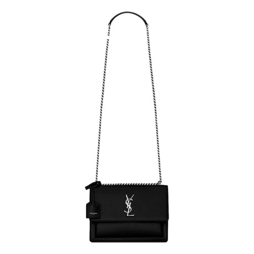 SAINT LAURENT (YSL) Borsa a mano a tracolla YSL Saint Laurent Sunset nera pelle liscia tracolla catena