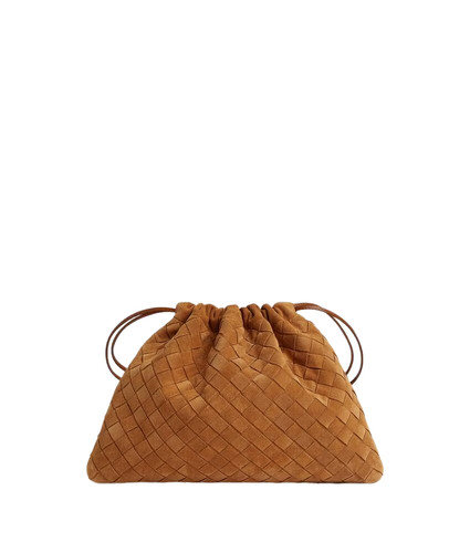BOTTEGA VENETA Dustbag Medium $2250 Amber Suede Handbag New