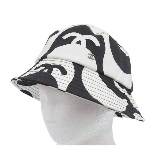 s-l500_1756311999 AUTH CHANEL COCO MARK BUCKET HAT UNISEX WHITE BLACK CHANEL HAT F/S