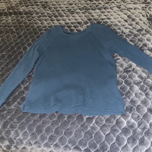 The North Face Women's Waffle Thermal Raglan Sleeve Top Size L Teal Blue