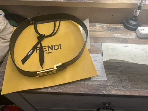 Fibbia da cintura reversibile FENDI Monster in pelle oro nero ottime condizioni