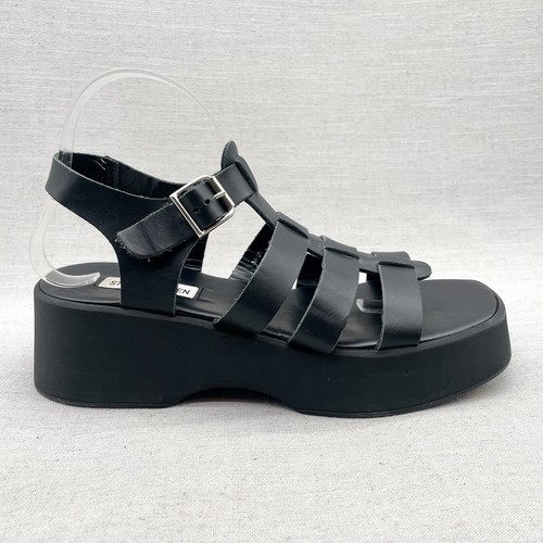Steve Madden sandali donna 10 sarai neri pelle cinturino plateau grosso Y2K