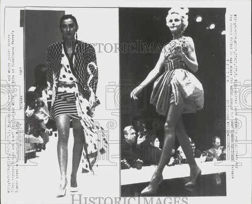 1987 Stampa Foto Modelli Milano indossano mode di Gianni Versace & Gianfranco Ferre