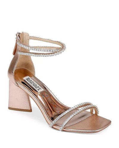 Badgley Mischka Lillie sandali tacco alto con cinturino impreziositi donna 5 champagne