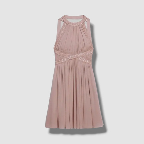 Abito Midi Celine da donna rosa seta schienale aperto $2092 taglia 34