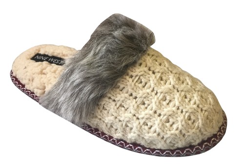 Nine West Women's Knit Memory Foam Scuff Slippers   Natural   X Large (11 12)