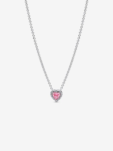 *BRAND NEW* Pandora 925 Silver Pink Elevated Heart Pendant Necklace 398425C02