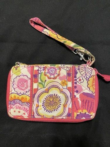 Portafoglio Vera Bradley da polso porta telefono floreale rosa giallo viola zip