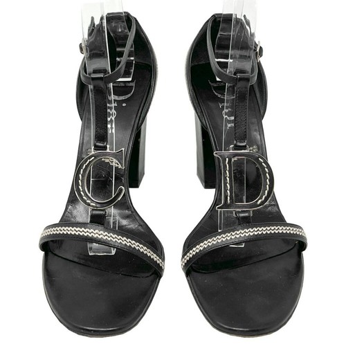 Christian Dior 2005 Galliano Era Logo Block Heel Sandals Size 40