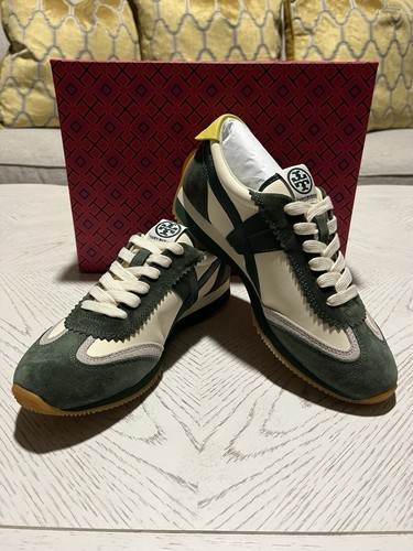 SNEAKER Tory Burch HANK avorio militare nuove con scatola $238 taglia 7 5