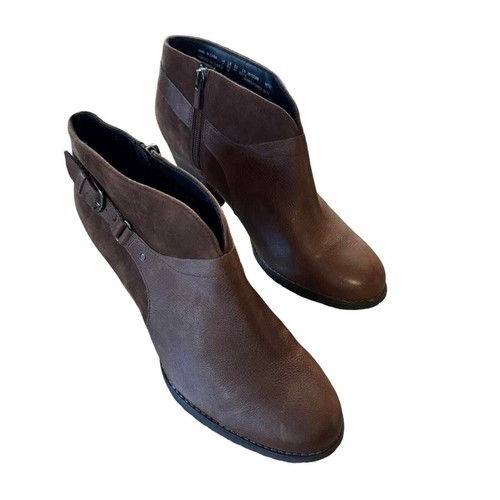 CLARKS Clark’s Artisan Size 9.5 Brown Mission Parker Brown Leather Suede Heeled Booties