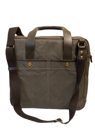 STATE BAGS J.F New York VTG Rare Canvas Leather Messenger Crossbody Bag 15x15 Excellent
