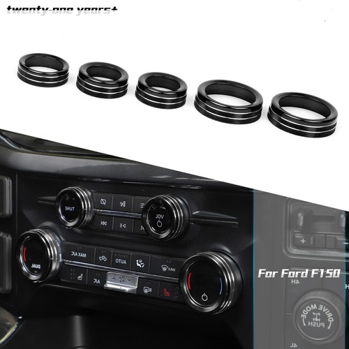 Air Conditioner Headlight Radio Switch Knob Trim Ring For Ford F 150 2021+ Black