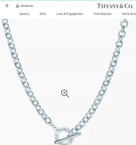Return To Tiffany & Co Sterling Silver Toggle Necklace 16" + Box & Pouch