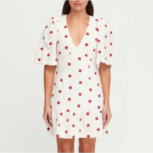 OFF WHITE Abito Mariana Rhode $465 nuovo con etichetta in margherita scarlatta taglia 4