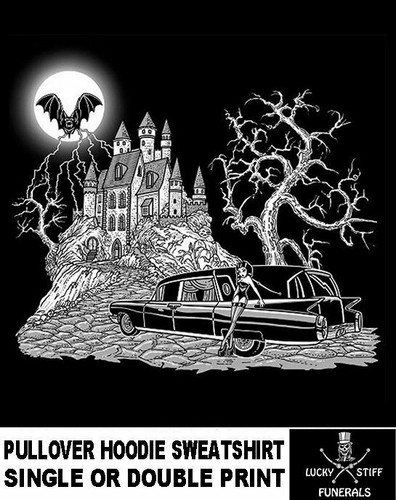 PALACE Vampire Castle Sexy Gothic Girl Moon Bat Hearse Funeral Skull Hoodie Sweatshirt