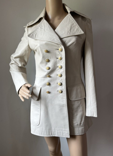 OFF WHITE Cappotto doppio petto La Condesa Marbella donna bianco in pelle taglia 42 Spagna