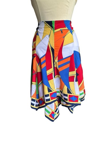 Lauren Ralph Lauren Multicolor Nautical Sail Theme Handkerchief Hem Skirt Size 6