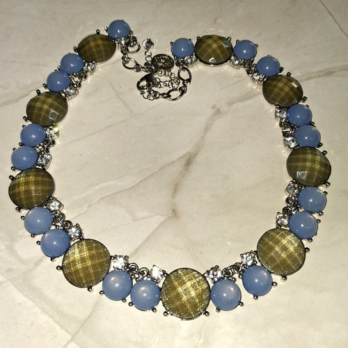VETEMENTS Collana Dichiarazione Mercato Nero Casa Bianca   Cabochon Blu e Verde