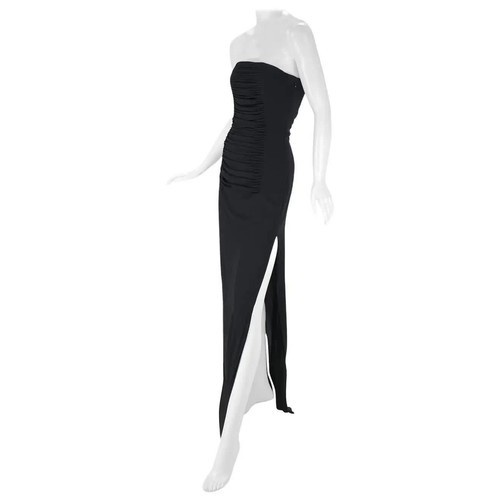 SAINT LAURENT (YSL) Abito lungo 2001 vintage Tom Ford per Yves Saint Laurent seta nera senza spalline