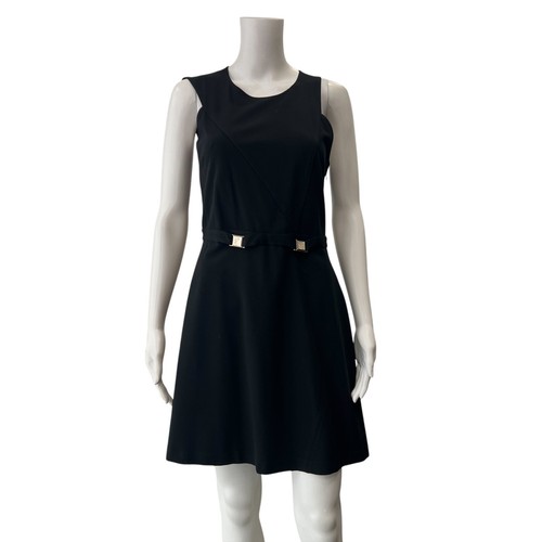 Mini abito VERSACE nero argento fibbia vita taglia IT 46 Veste come piccolo
